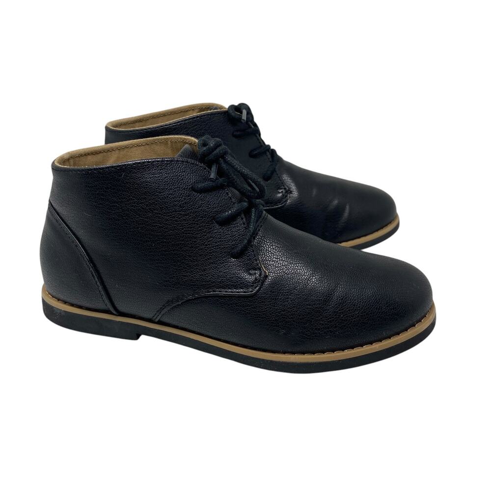 Perry Ellis America Chase Black Faux Leather Lace-Up Chukka Boot sz 4